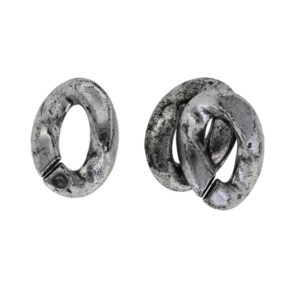 METAL PLATED PLASTIC / CCB BEADS - ELLIPSE RING 02 WITH SLITS - 24x17x6mm NICKEL - 50g Hole-20x11mm (56pcs.)