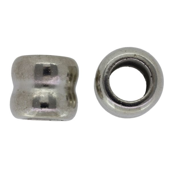 METAL PLATED PLASTIC / CCB BEADS - CYLINDER 03 - 27x24mm NICKEL - 50g Hole-16mm (5pcs.)