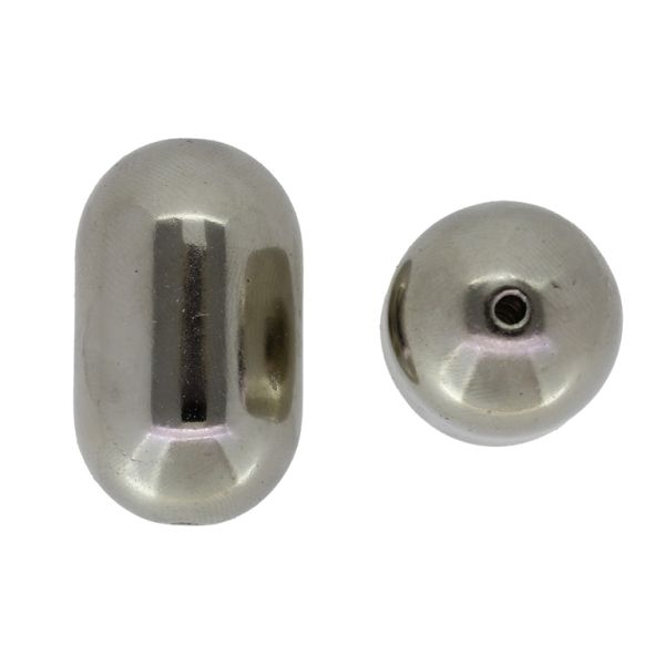 METAL PLATED PLASTIC / CCB BEADS - CYLINDER 04 SEMI-OVAL - 20x44mm NICKEL - PACKAGE 500g Hole-2.6mm (45pcs.)