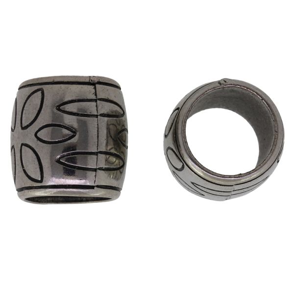 METAL PLATED PLASTIC / CCB BEADS - CYLINDER RELIEF 06 - 22x21mm NICKEL - PACKAGE 250g Hole-15mm (67pcs.)