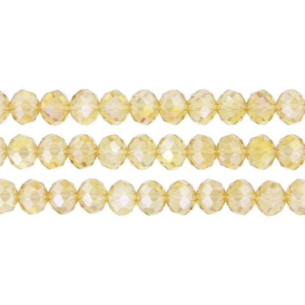 GLASS BEADS - FACETED RONDELLE CRYSTALS - 10x8mm - АВ TRANSPARENT - AMBER 025АВ - STRING (70pcs.) Hole-1.5mm