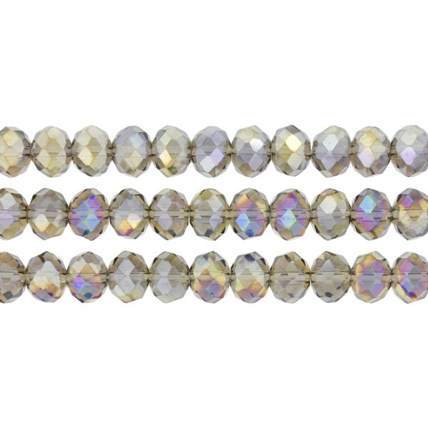 GLASS BEADS - FACETED RONDELLE CRYSTALS - 10x8mm - АВ TRANSPARENT - GRAY 018АВ - STRING (70pcs.) Hole-1.5mm