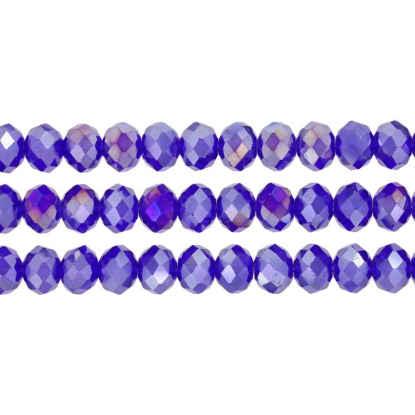GLASS BEADS - FACETED RONDELLE CRYSTALS - 10x8mm - АВ TRANSPARENT - BLUE (DARK) 005АВ - STRING (70pcs.) Hole-1.5mm