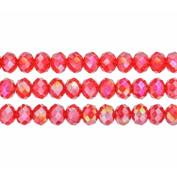 СТЪКЛЕНИ МЪНИСТА - КРИСТАЛИ - 10х8мм - АВ ПРОЗРАЧНИ - ЧЕРВЕНО 033АВ - НАНИЗ (70 бр.) Отвор-1.5мм