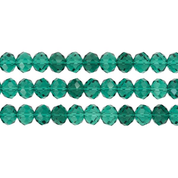 GLASS BEADS - FACETED RONDELLE CRYSTALS - 10x8mm - TRANSPARENT - TURQUOISE GREEN 023 - STRING (70pcs.) Hole-1.5mm