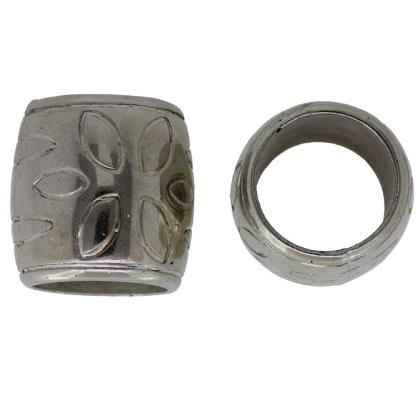 METAL PLATED PLASTIC / CCB BEADS - CYLINDER RELIEF 06 - 22x21mm SILVER - PACKAGE 250g Hole-15mm (73pcs.)