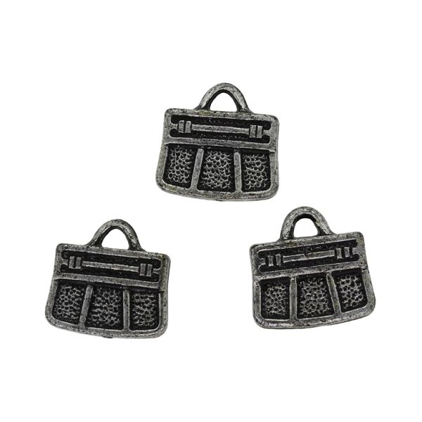 METAL PLATED PLASTIC / CCB BEADS - HANDBAG 01 - 17x17x4mm NICKEL - PACKAGE 500g Hole-2.7mm (670pcs.)