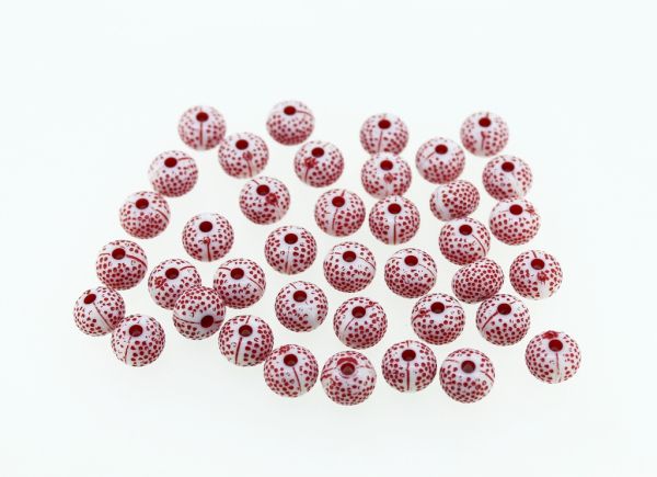 COLOR WASHED PLASTIC BEADS - BALL FLAT - 6x8mm RED - 50g Hole-2.0mm (225pcs.)