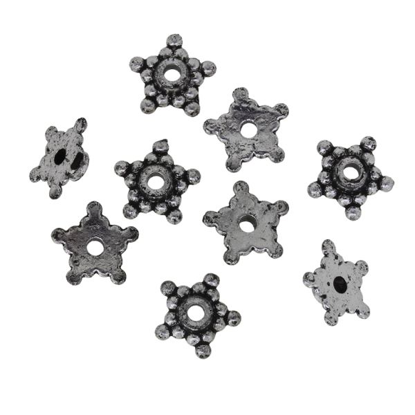METAL PLATED PLASTIC / CCB BEADS - HAT STAR 01 - 3x9mm NICKEL - 50g Hole-1.7mm (1022pcs.)