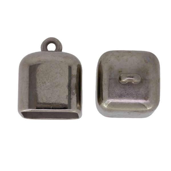 METAL PLATED PLASTIC / CCB BEADS - HAT SQUARE 01 - 19x24mm NICKEL - 50g Hole-2.6mm (17pcs.)