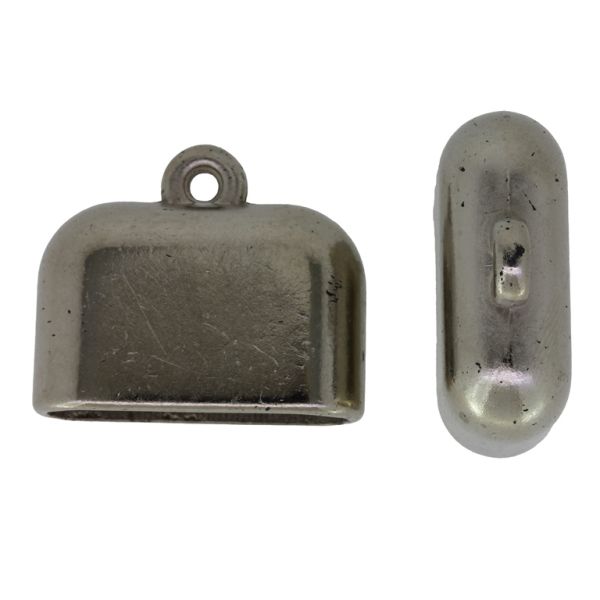 METAL PLATED PLASTIC / CCB BEADS - HAT SEMI-RECTANGLE 01 - 28x23mm NICKEL - 50g Hole-2.4mm (17pcs.)