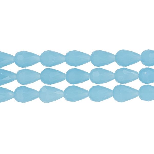 GLASS BEADS - TEARDROP CRYSTALS - 8x12mm - MILKY - BLUE (LIGHT) 041 - PACKAGE (3x60pcs.) Hole-1.5mm