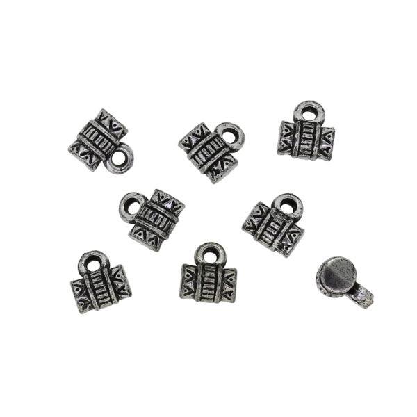 ПЛАСТМАСОВИ МЕТАЛИЗИРАНИ ССВ ВИСУЛКИ - ЦИЛИНДЪР РЕЛЕФ 03 - 8х6мм НИКЕЛ - 50 гр. Отвор-2.0мм (238 бр.)