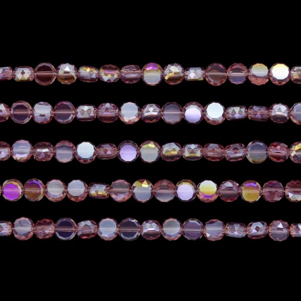 GLASS BEADS - CRYSTAL DISK FACETED - 6x3.5mm - АВ TRANSPARENT - PURPLE 013АВ - PACKAGE (5x96pcs.) Hole-1.5mm