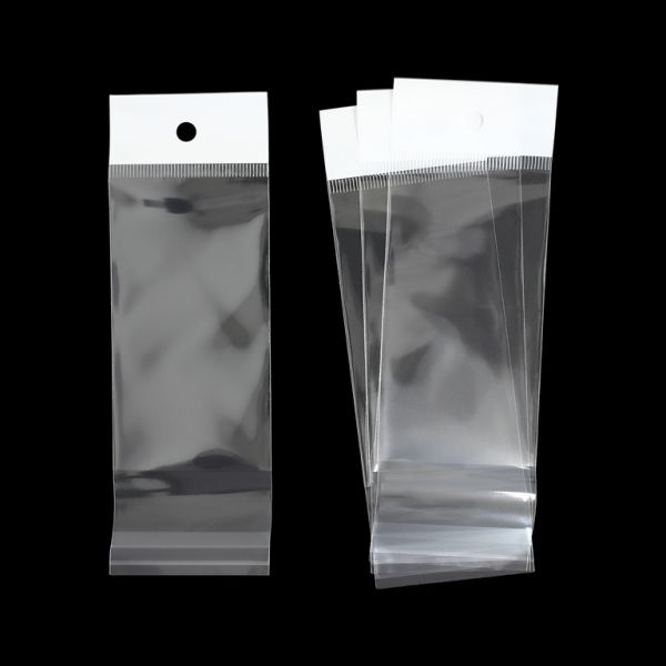 PACKAGING - CELLOPHANE BAG WITH WHITE POST - 5.5x10+4cm (40µ) - 200pcs.
