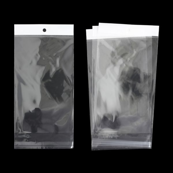 PACKAGING - CELLOPHANE BAG WITH WHITE POST - 14x22+4cm (40µ) - 50pcs.