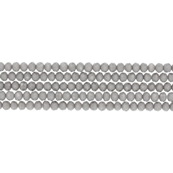 GLASS BEADS - FACETED RONDELLE CRYSTALS - 4x3mm - OPAQUE - GRAY 052А - STRING (128pcs.) Hole-1.0mm