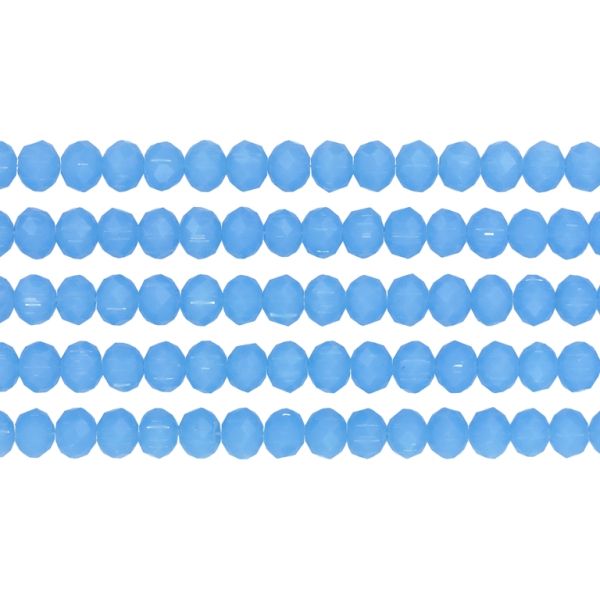 GLASS BEADS - FACETED RONDELLE CRYSTALS - 6x5mm - MILKY - BLUE 041C - PACKAGE (5x88pcs.) Hole-1.2mm