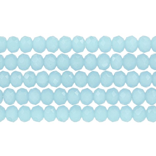 GLASS BEADS - FACETED RONDELLE CRYSTALS - 8x6mm - MILKY - BLUE (LIGHT) 041А - PACKAGE (5x66pcs.) Hole-1.5mm