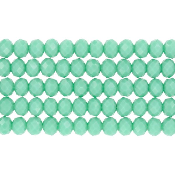 GLASS BEADS - FACETED RONDELLE CRYSTALS - 8x6mm - OPAQUE - TURQUOISE GREEN 055С - STRING (66pcs.) Hole-1.5mm