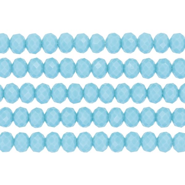 GLASS BEADS - FACETED RONDELLE CRYSTALS - 8x6mm - OPAQUE - TURQUOISE BLUE 054А - STRING (66pcs.) Hole-1.5mm
