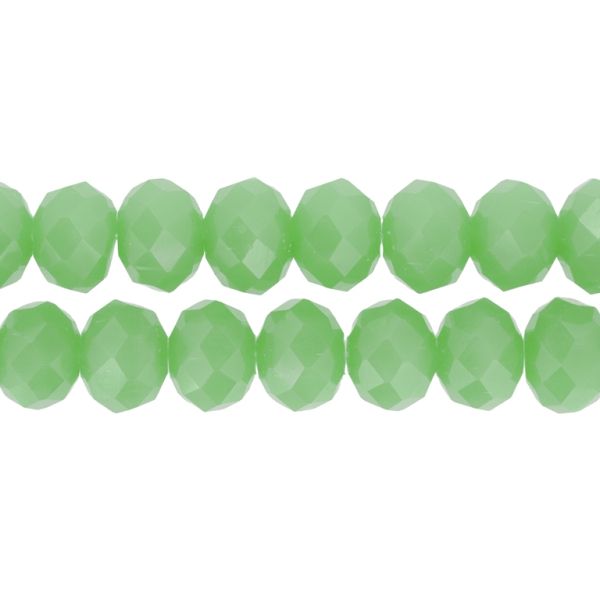 GLASS BEADS - FACETED RONDELLE CRYSTALS - 12x9mm - MILKY - GREEN 039 - STRING (72pcs.) Hole-1.8mm