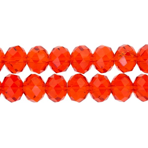 GLASS BEADS - FACETED RONDELLE CRYSTALS - 12x9mm - TRANSPARENT - RED (LIGHT) 032 - PACKAGE (2x72pcs.) Hole-1.8mm