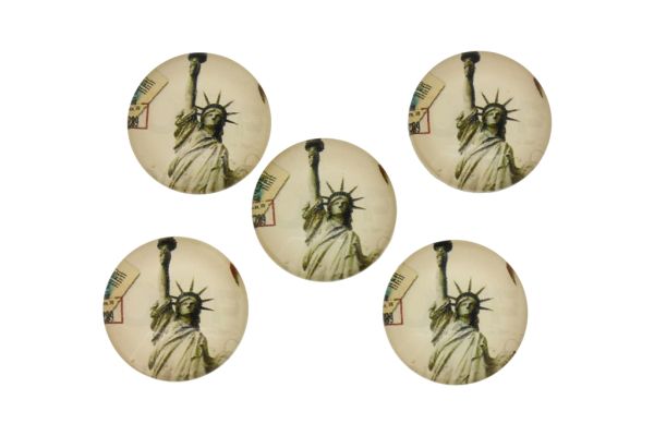 GLASS BEADS - CABOCHONS PATTERN - CIRCLE 20mm - LANDMARKS - THE STATUE OF LIBERTY 04 - PACKAGE 25pcs.