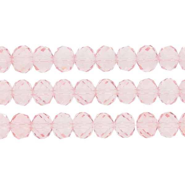 GLASS BEADS - FACETED RONDELLE CRYSTALS - 10x8mm - TRANSPARENT - PINK (LIGHT) 030 - PACKAGE (3x70pcs.) Hole-1.5mm