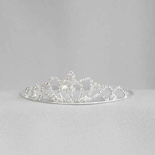 JEWELRY - ACCESSORY FOR HAIR - TIARA - METAL AND CRYSTALS - MODEL 24 - SILVER - 1pc.