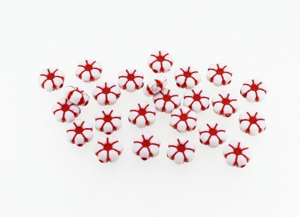 COLOR WASHED PLASTIC BEADS - FLOWER 01 - 10.5x5mm RED - PACKAGE 500g Hole-1.8mm (1450pcs.)