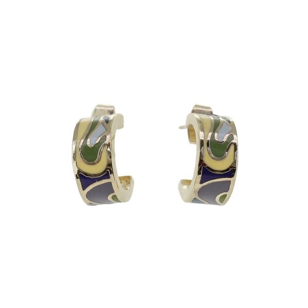 JEWELRY - EARRINGS - SCREW - BRASS WITH ENAMEL - Е371 - GOLD-YELLOW (LIGHT)-BLUE (DARK) - PACKAGE 6 pairs