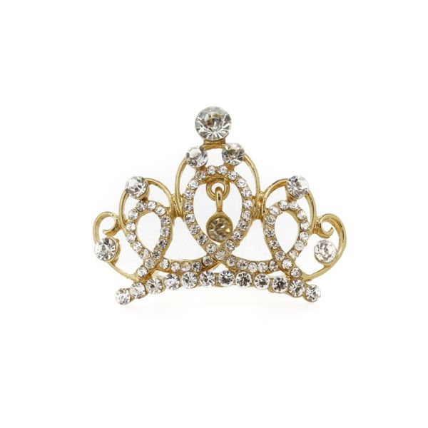 JEWELRY - DECORATIVE COMB CROWN DG009 - 5.0x3.7cm GOLD WITH WHITE АВ - 1pc.