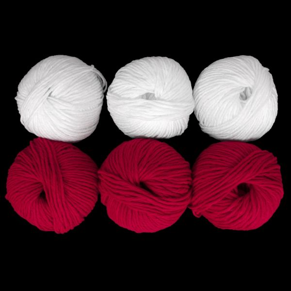 YARN - BABA MARTA ACRYLIC PACKAGE - WHITE AND RED - 2х70m - ACRYLIC - PACKAGE (2 balls)