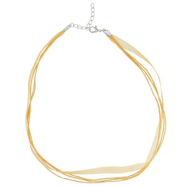 NECKLACE WITH CLASP - THREAD AND ORGANZA - NECKLACE - 43+4cm YELLOW (DARK) - 1pc.