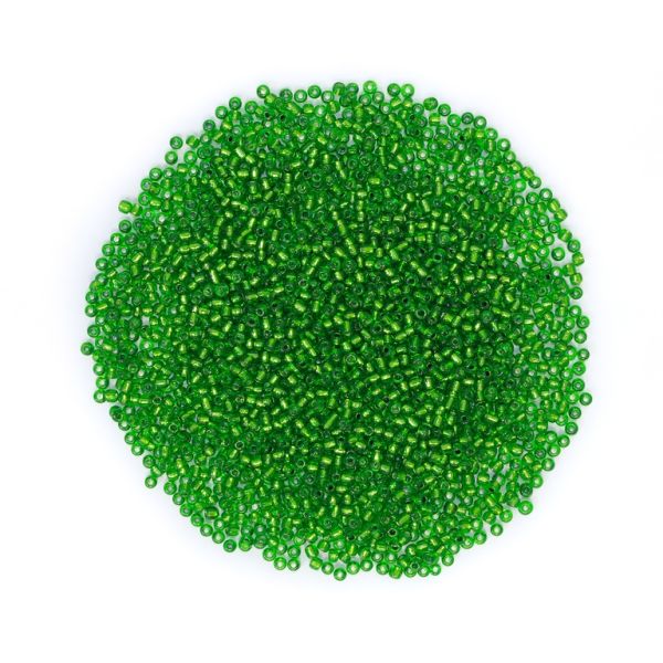GLASS SEED BEADS - BALL 3mm - SILVER THREAD - GREEN 27 - PACKAGE 450g Hole-1.0mm