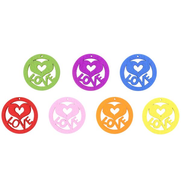 WOODEN FIGURES - LACELIKE - CIRCLE 02 HEART - 25x1.7mm MIX - 20pcs. Hole-1.5mm