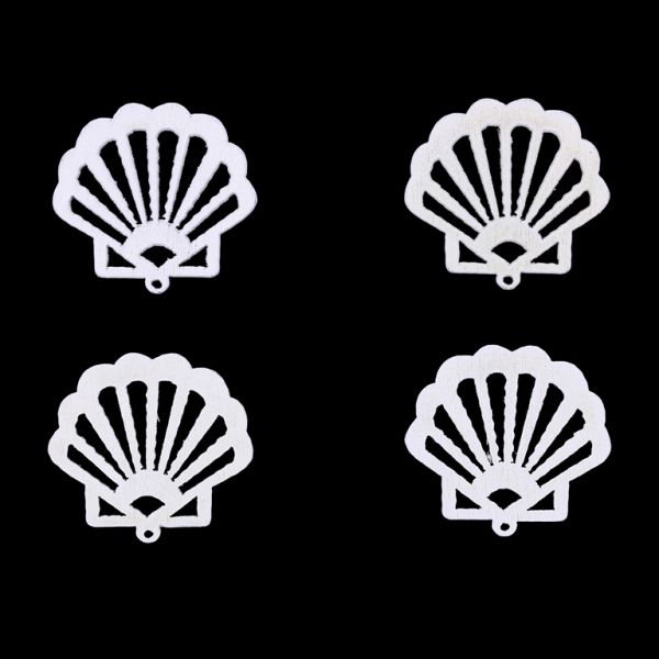 ДЪРВЕНИ МЪНИСТА ТИП ДАНТЕЛА - ВИСУЛКА - МИДА 01 - 25х26х1.7мм БЯЛО - 20 бр. Отвор-1.5мм