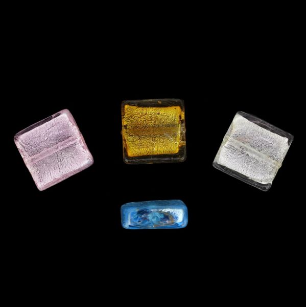 GLASS BEADS - MURANO STYLE - SQUARE - 20х20х7mm MIX - 15pcs. Hole:1.5mm