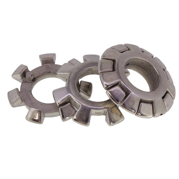 METAL PLATED PLASTIC / CCB BEADS - PUZZLE CIRCLE 02 - 38х10mm - NICKEL - PACKAGE 250g (74pcs.) Hole-1.6mm