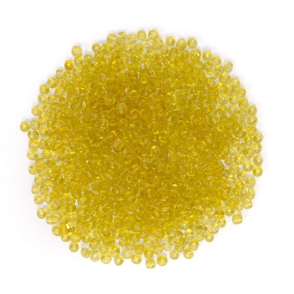 GLASS SEED BEADS - BALL 4mm - TRANSPARENT - GOLD - PACKAGE 450g Hole-1.5mm