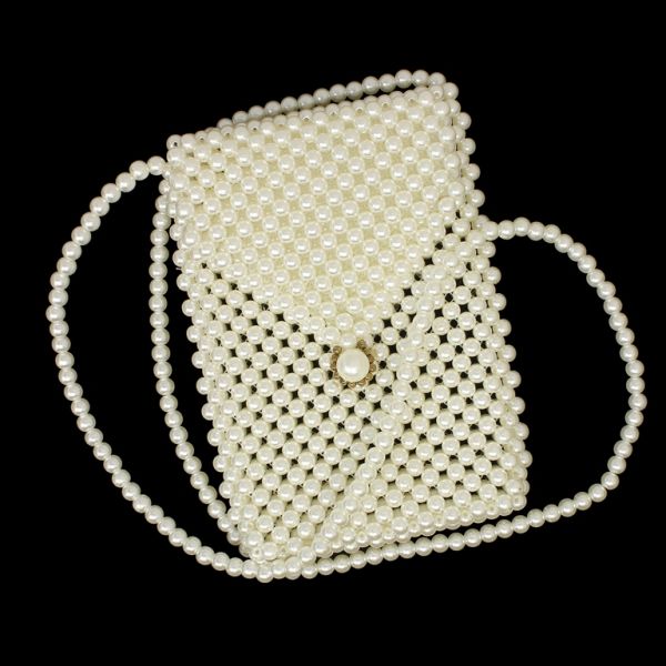 JEWELRY - HANDBAG MADE FROM PEARLS PK003 - 13x18x2.5cm ECRU (LIGHT) - 1pc.