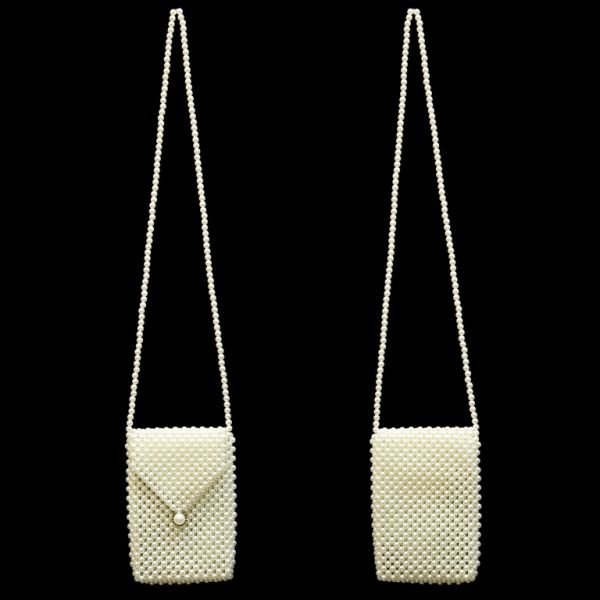 JEWELRY - HANDBAG MADE FROM PEARLS PK003 - 13x18x2.5cm ECRU (LIGHT) - PACKAGE 2pcs.