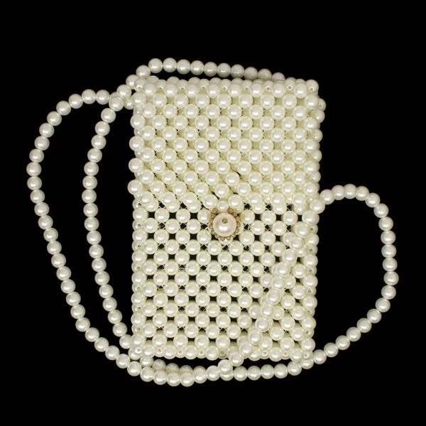 JEWELRY - HANDBAG MADE FROM PEARLS PK005 - 12x18x2.5cm ECRU (LIGHT) - 1pc.
