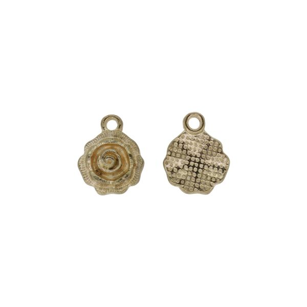 METAL BEADS - PENDANT - ROSE 10 - 14x17x5mm GOLD - SECOND-RATE - PACKAGE 30pcs. Hole-2.2mm