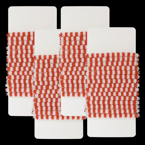 JEWELRY - ELASTIC BRACELET - MARTENITSA - PLASTIC G122 - 14x0.8cm WHITE AND RED - PACKAGE (4x15pcs.)