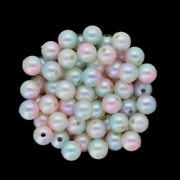 ПЛАСТМАСОВИ ПЕРЛИ - ТОПЧЕ - 8мм МНОГОЦВЕТНО - ЕКРЮ-РОЗОВО СВ.-СИНЬО СВ. 015 - 50 гр. Отвор-1.8мм (160 бр.)