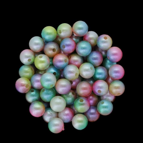 ПЛАСТМАСОВИ ПЕРЛИ - ТОПЧЕ - 8мм МНОГОЦВЕТНО - ТЮРКОАЗ-РОЗОВО-ЖЪЛТО 020 - 50 гр. Отвор-1.8мм (160 бр.)