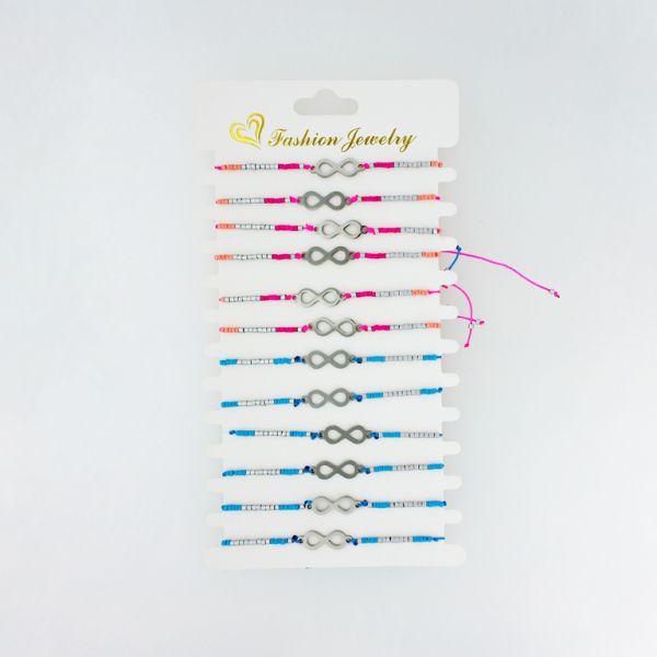 БИЖУТЕРИЯ - ГРИВНА МАКРАМЕ С МЪНИСТА ТИП МИЮКИ - БЕЗКРАЙНОСТ G126 - ЦИКЛАМА-СИНЬО СВ. - ПАКЕТ 12 бр.