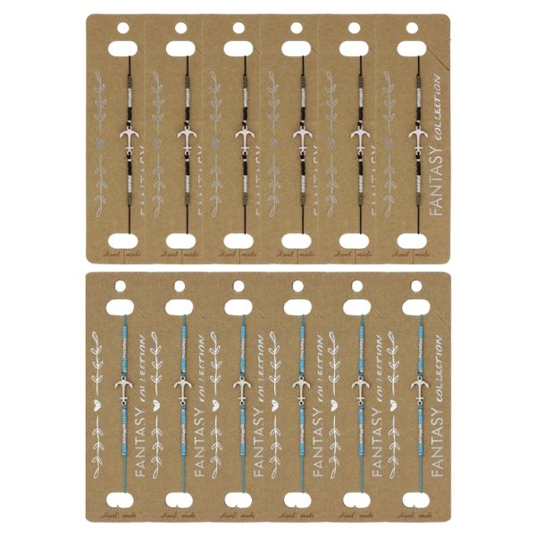 БИЖУТЕРИЯ - ГРИВНА МАКРАМЕ С МЪНИСТА ТИП МИЮКИ - КОТВА G129 - СИНЬО СВ.-ЧЕРНО - ПАКЕТ 12 бр.